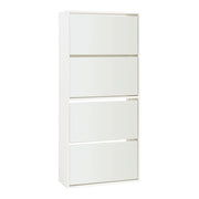 Scarpiera con 4 ante a ribalta 134 x 60 x 24 cm con specchio bianco 03_0010116