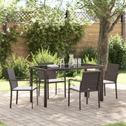 Set da giardino in 5 pezzi con cuscini marroni in polyrattan