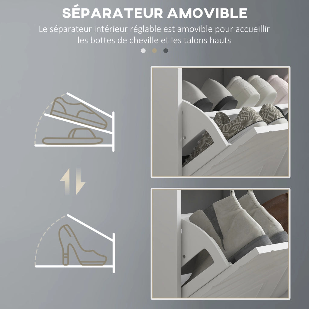 Bancale per scarpe con cassetto ¨C zephmum ¨C bianco 106x24x52,5 cm