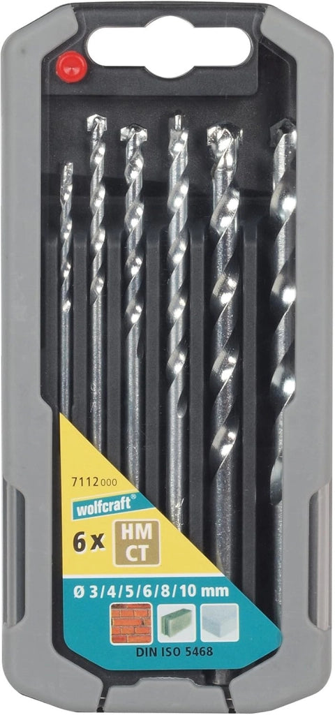 Set 6 Punte Trapano per Pietra con Placchette in Metallo Duro Wolfcraft