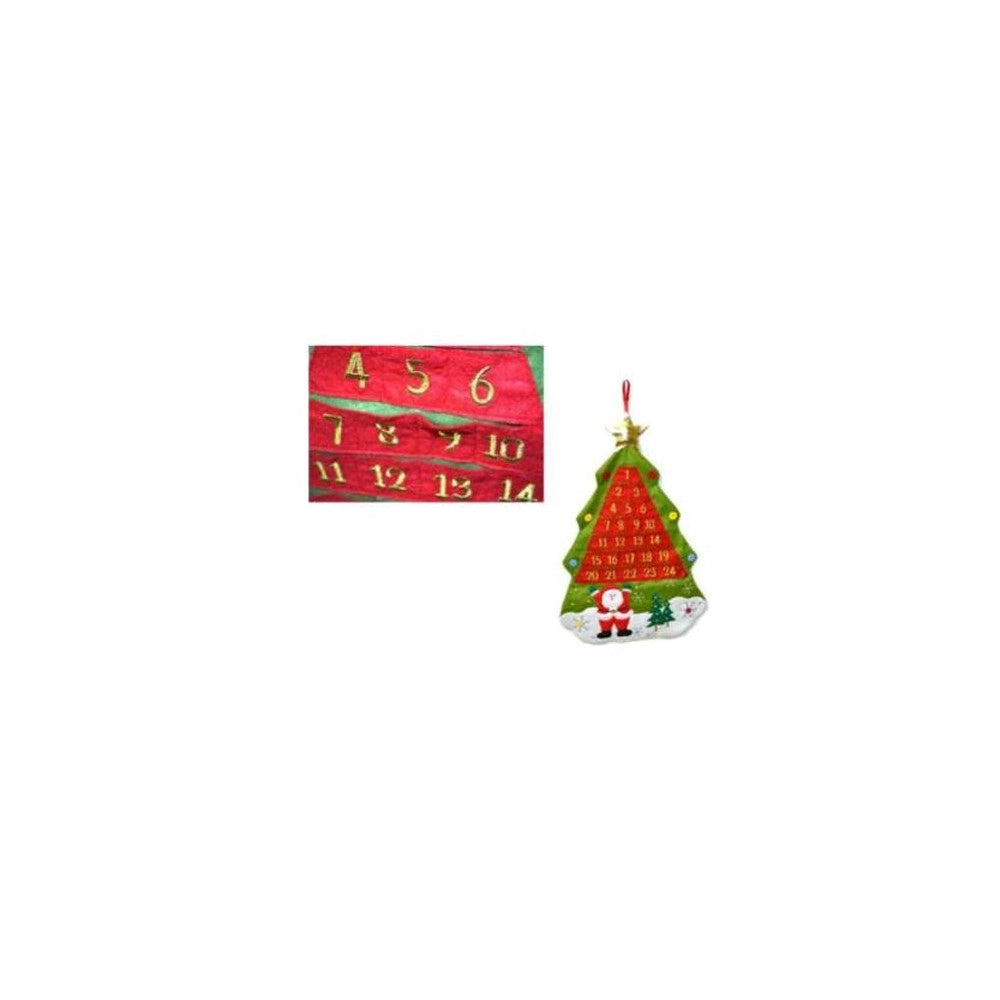 Trade Shop - Calendario Avvento Albero Di Natale Feltro Numeri Tasche Decorazioni Natalizie -