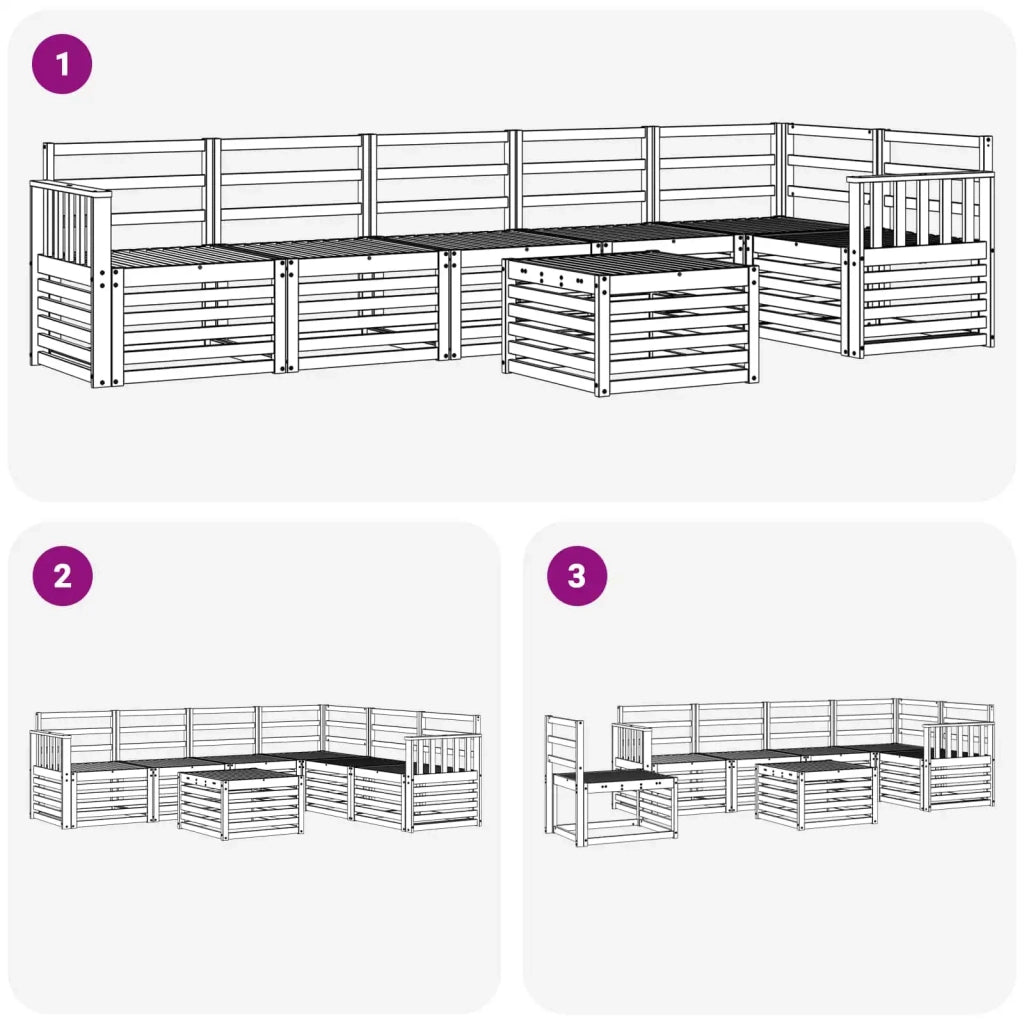 Set di divani da esterno 7 pcs Bianco 59 x 59 x 37 cm 3391944