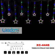 Trade Shop - Tenda Luminosa Natalizia Stelle Neon Luce Multicolor Fissa 8 Giochi Luce Xc-4446 -