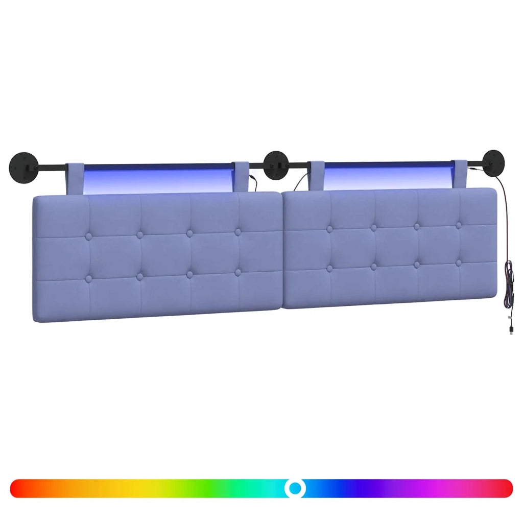 Testiera sospesa Con luce LED Blu jeans Tessuto