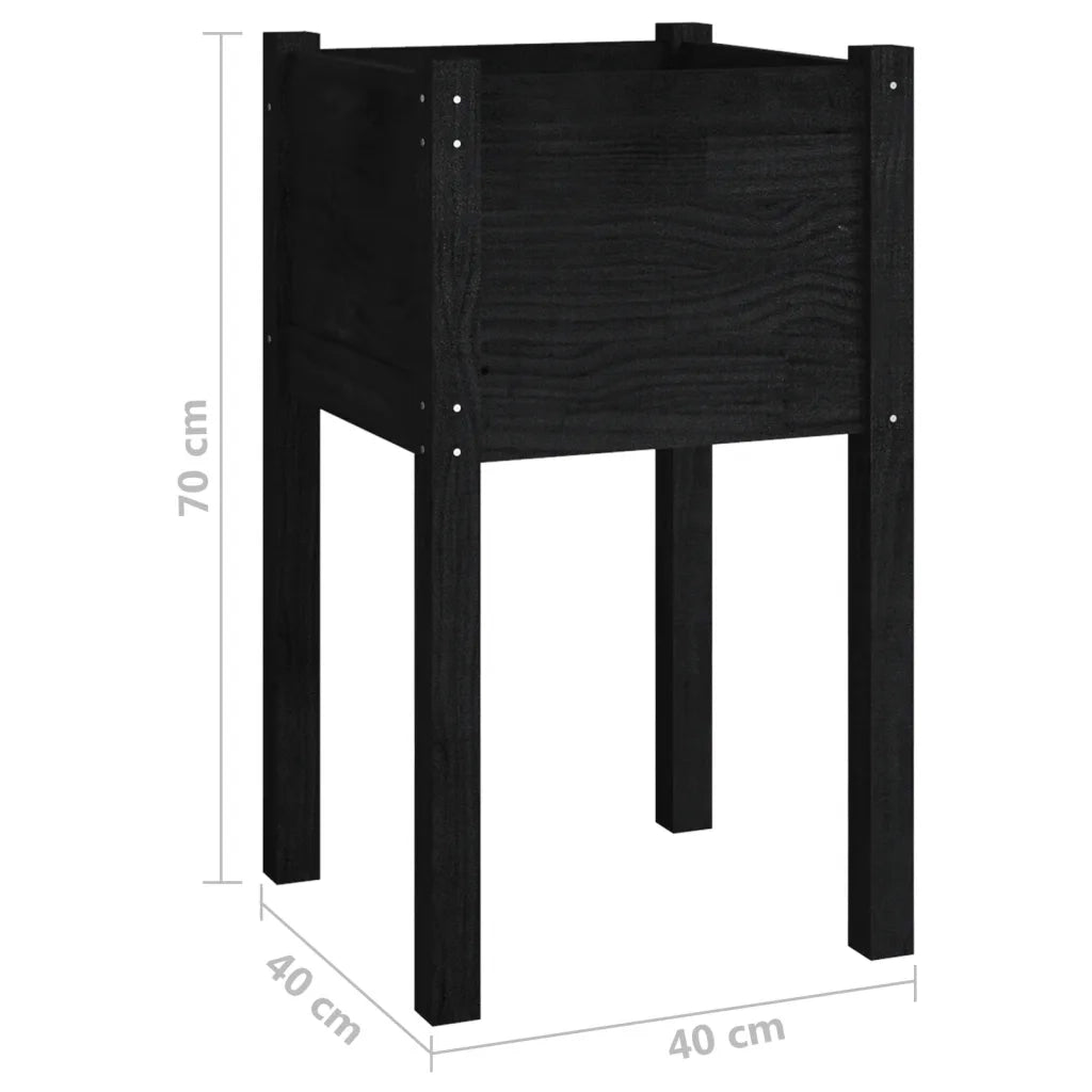 2 pz Fioriere | Cassetta per fiori | Vaso da Giardino Nere 40x40x70 cm in Legno di Pino