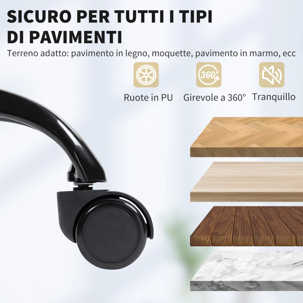 Sedia da Ufficio Reclinabile 65x67x111-119 cm con Poggiapiedi e Rotelle in Finta Pelle Marrone