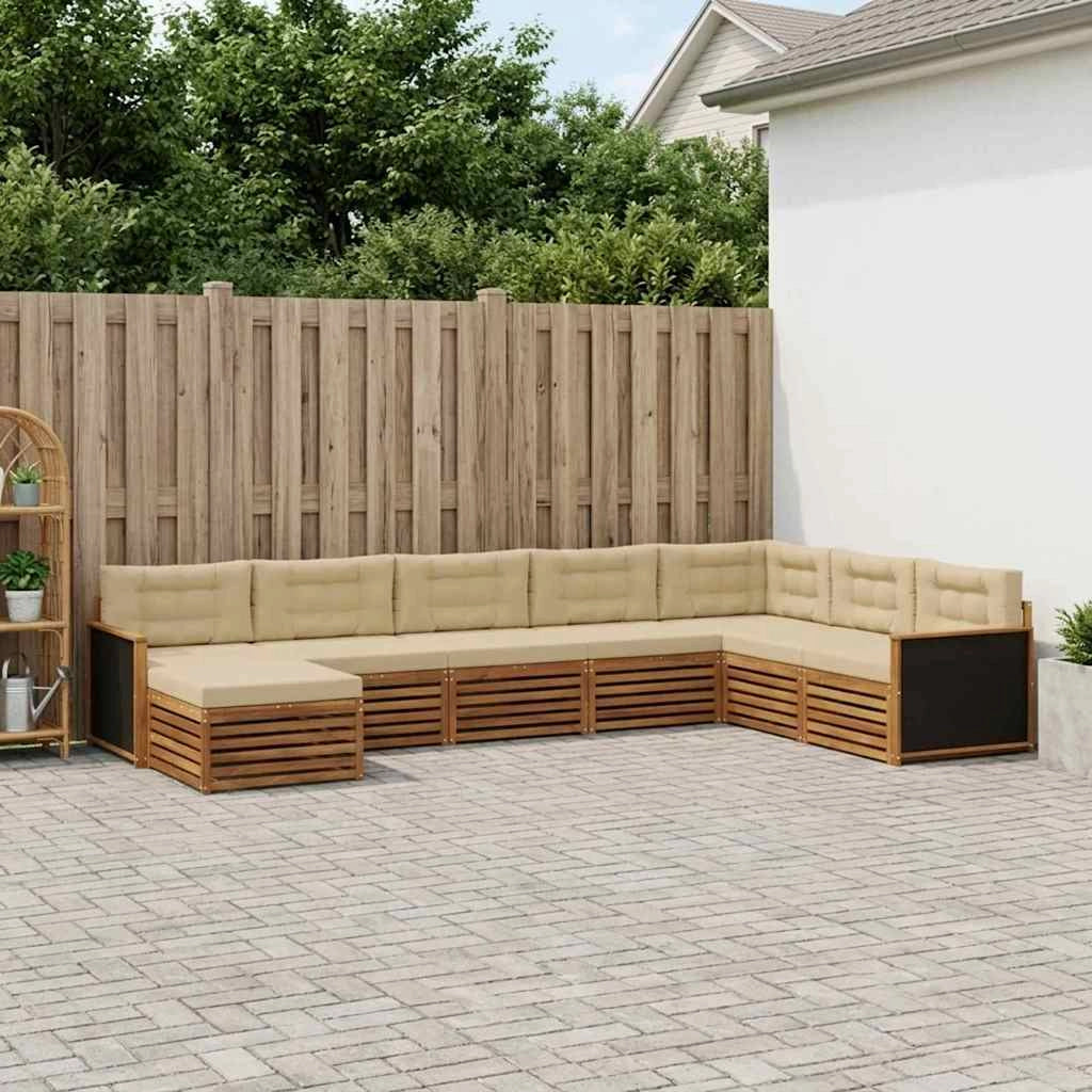 Set di divani da esterno 8 pz Naturale e Beige 3383706