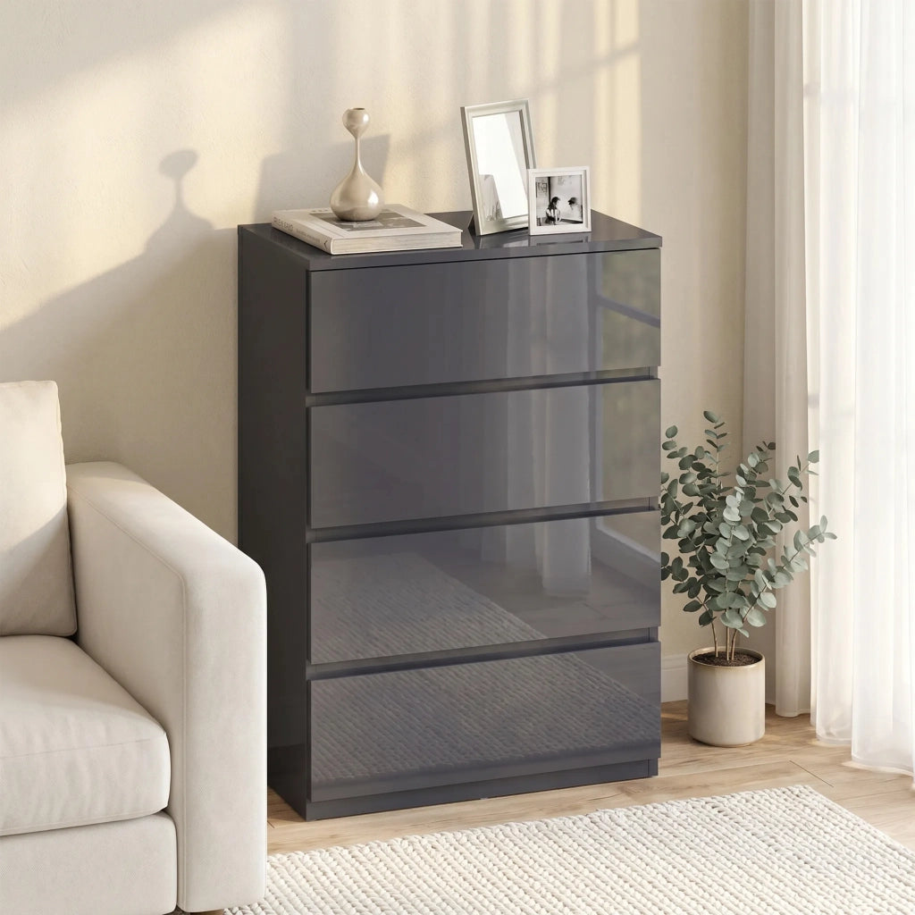Cassettiera 4 Cassetti ¨C zephmum ¨C Grigio Lucido 55x34x80 cm