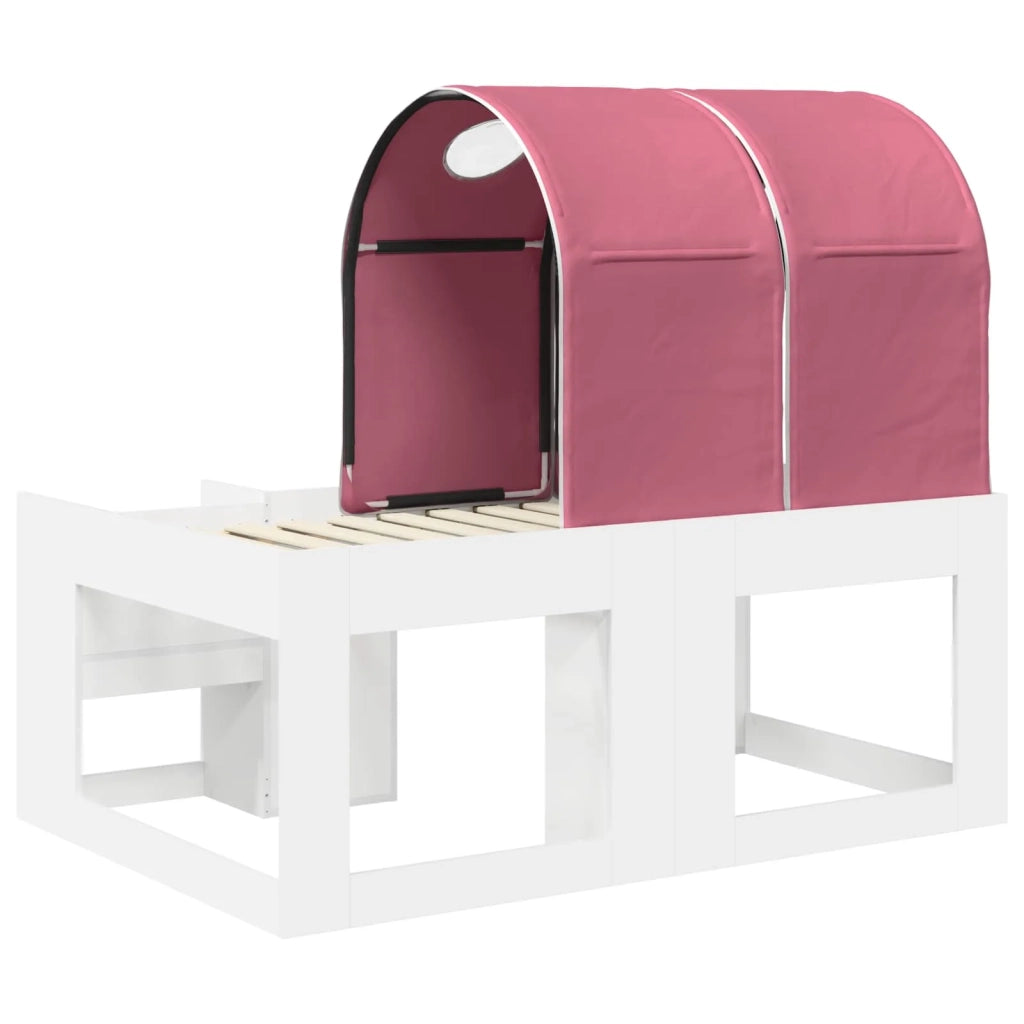 Letto con Tunnel 4 pcs Bianco e Rosa Legno ingegnerizzato