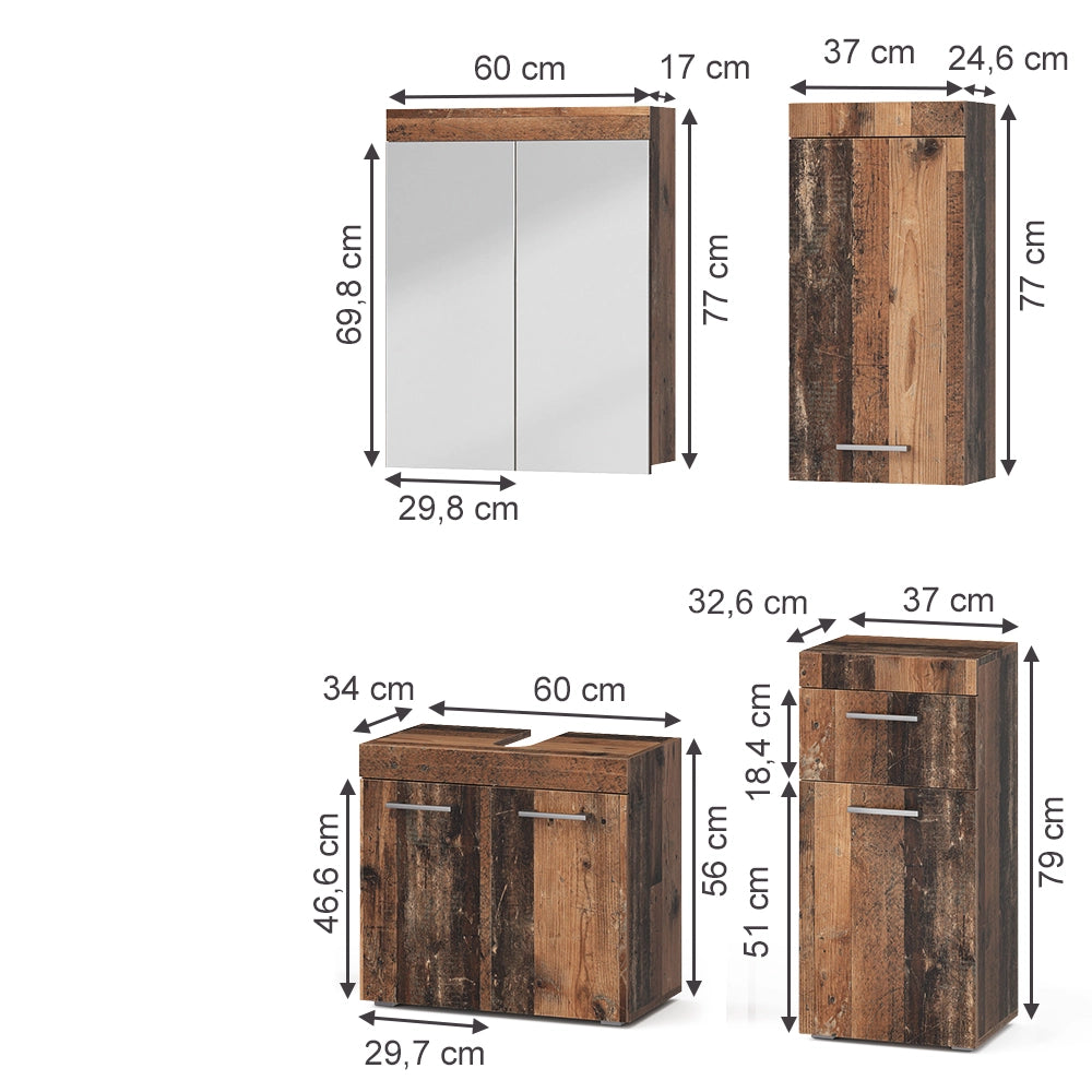 Vicco Set di mobili da bagno Oldstyle 5 parti