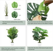 Pianta finta di Monstera in vaso, pianta finta grande tropicale, verde, pianta artificiale per interni ed esterni, casa, ufficio (60 cm)