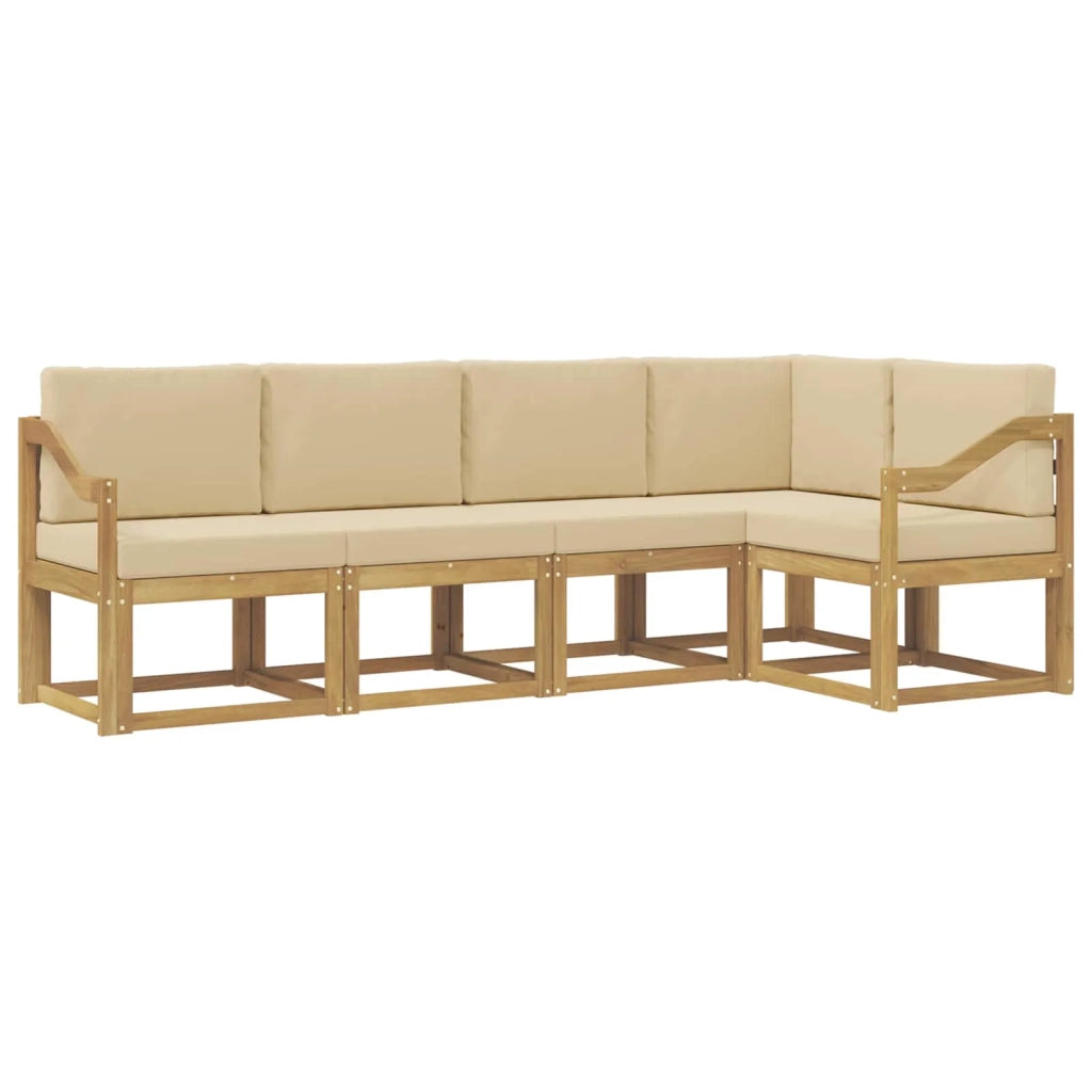 Set di divani da esterno con cuscino 5 pcs Bianco e Beige