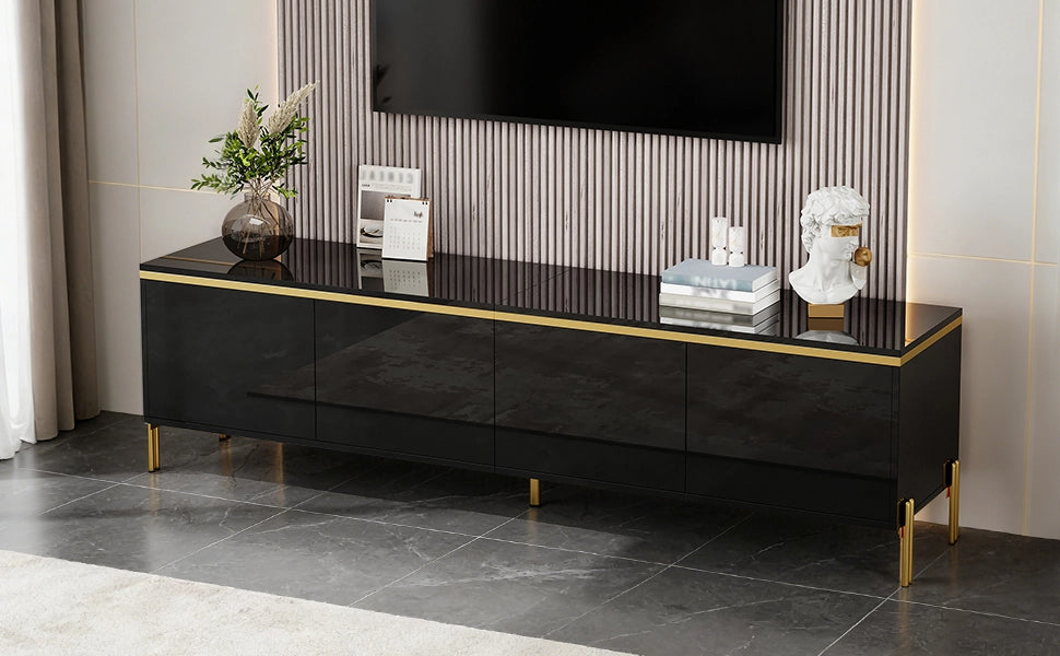 Cassettiera per TV nera in truciolare; lunghezza 170 cm