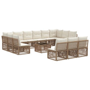 Set Divano da Giardino 14 pcs Beige polyrattan 3434391