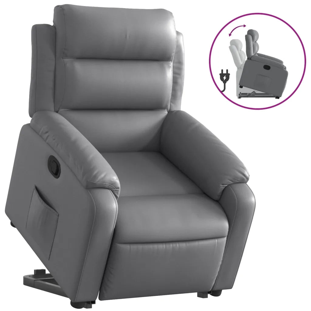Poltrona Alzapersona Reclinabile Grigio in Similpelle 3205045