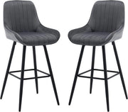 2 pezzi di Design Sedili da Bar con Schienale in Velluto con Poggiatesta - Struttura in Metallo - Altezza del Sedile 71 cm - Per Cucina, Bar o Bistro - Moderno e Comodo - Grigio Scuro
