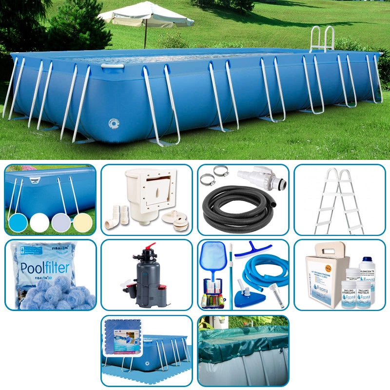 Piscina Fuori Terra Italika® Soft Rettangolare 6,80 X 3,80 H.1,25 M - Kit Plus