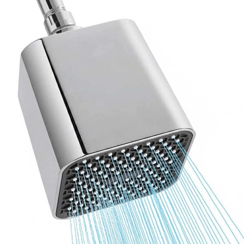 Set doccia cromo con braccio inclinato 25 cm e soffione quadrato in abs