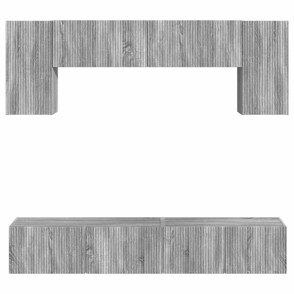 Set mobile TV 4 pz-Credenza per TV Grigio Sonoma Legno multistrato 421775