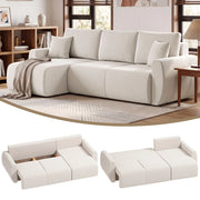 Divano letto angolare 3 posti in velluto ¨C zephmum ¨C crema