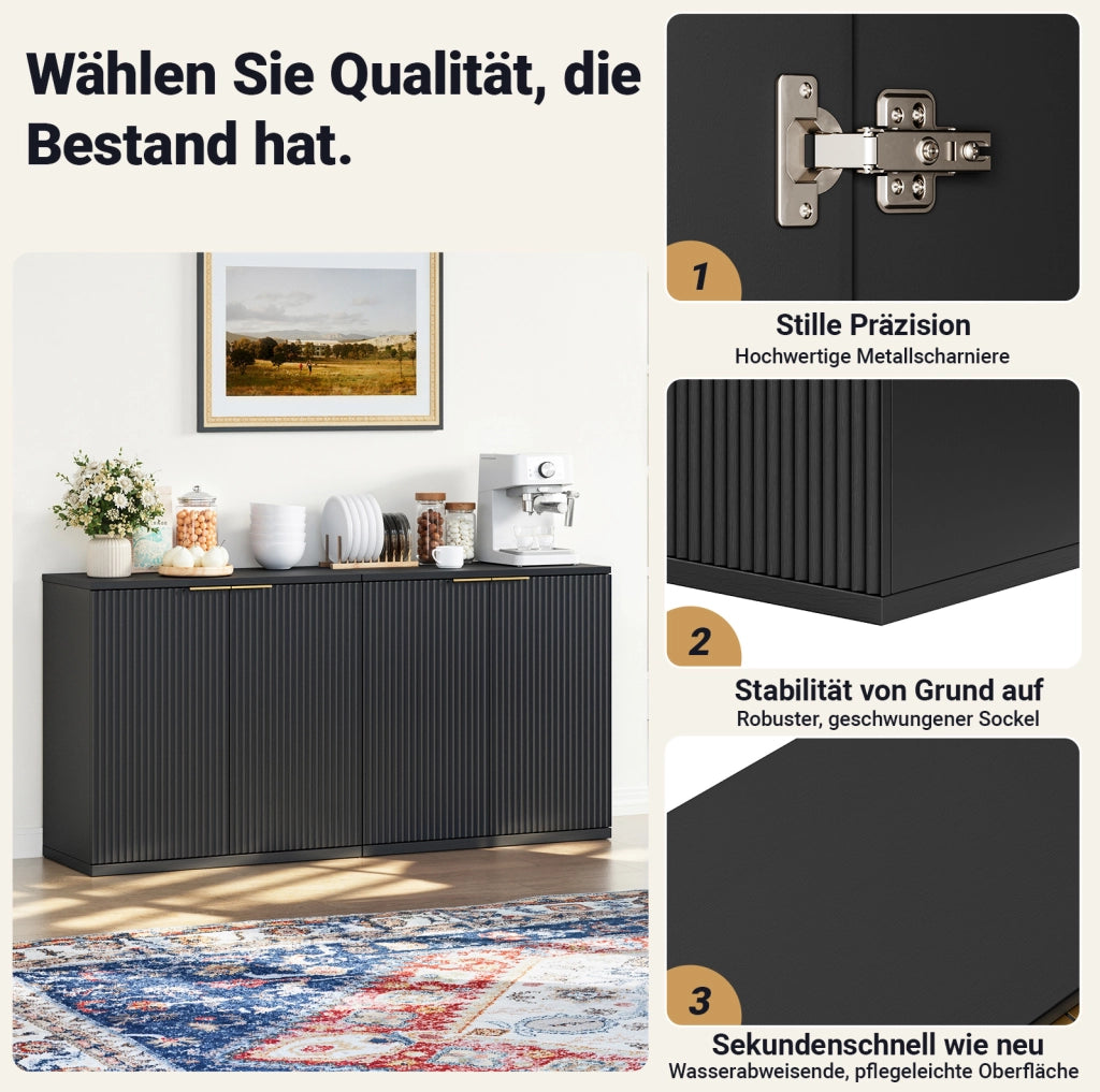 Sideboard a 2 ante in MDF; nero; 80x40x80 cm