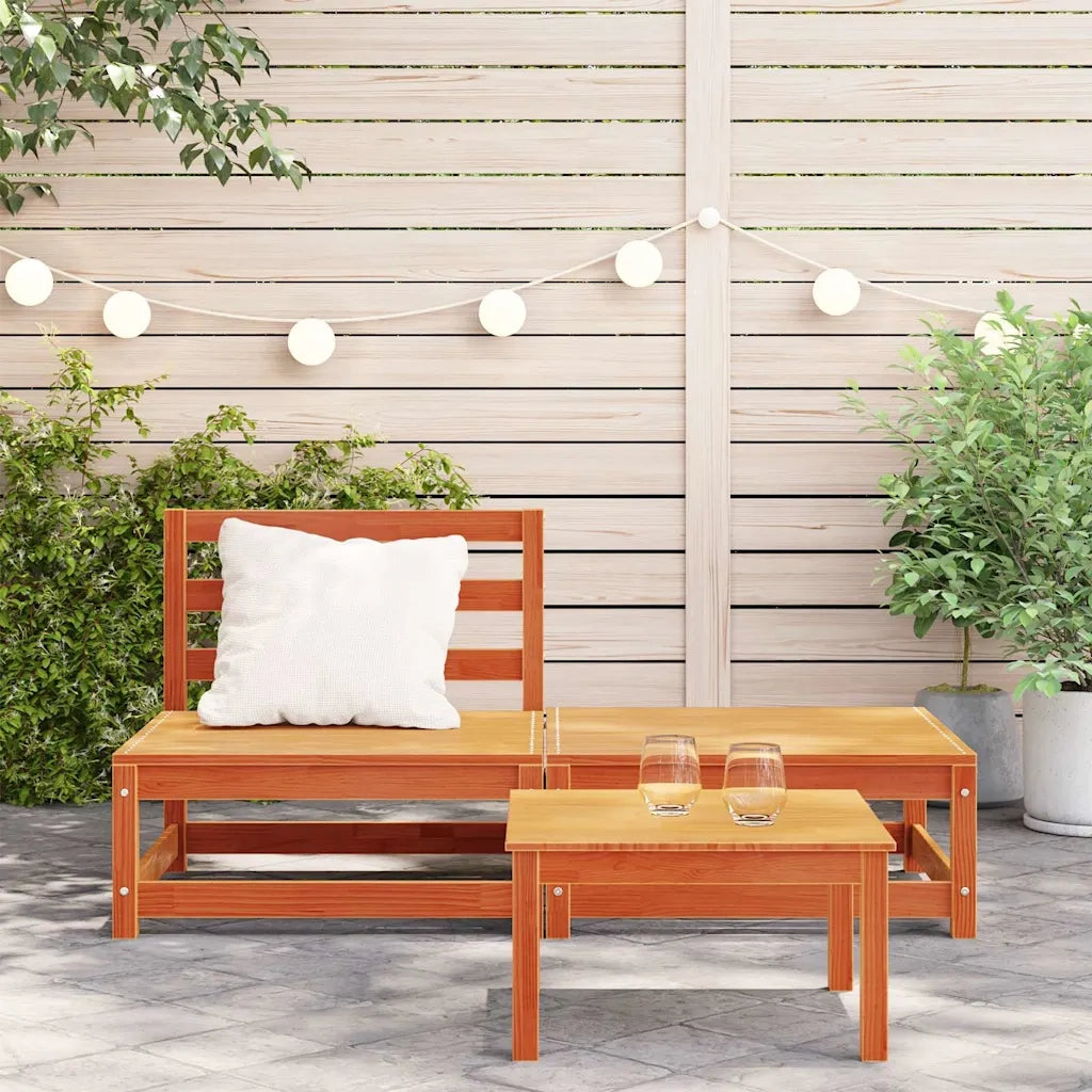Divano Senza Braccioli Giardino Poggiapiedi Marrone Cera Pino 837960