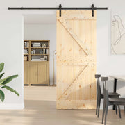 Porta scorrevole NARVIK Naturale e Nero 85 x 210 cm (213,5 cm) 3445210