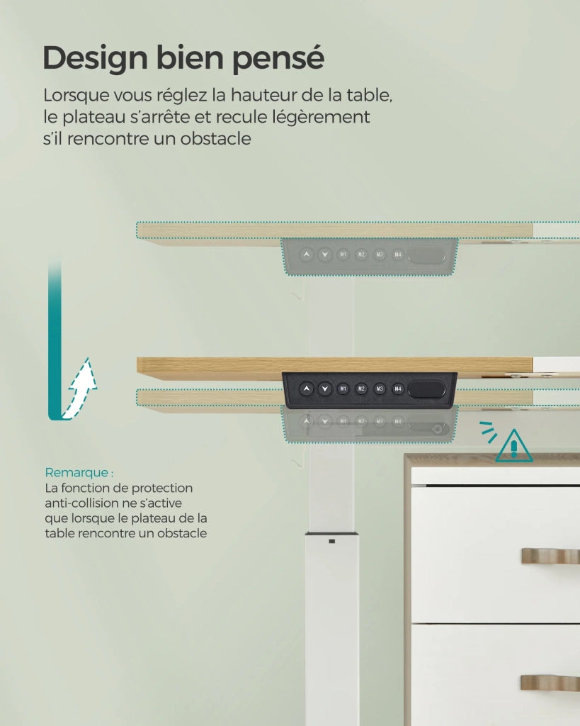 Scrivania elettrica sit-stand 70 x 160 x (72-120) cm tavolo regolabile in altezza con funzione memory 4 posizioni di altezza tasca portaoggetti struttura in acciaio piano spesso bianco puro e grigio tortora 12_0004550