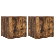 Mobili TV a Parete con Luci LED 2pz | Armadietto TV | Mobile Porta TV Rovere Fumo 40,5x35x40 cm