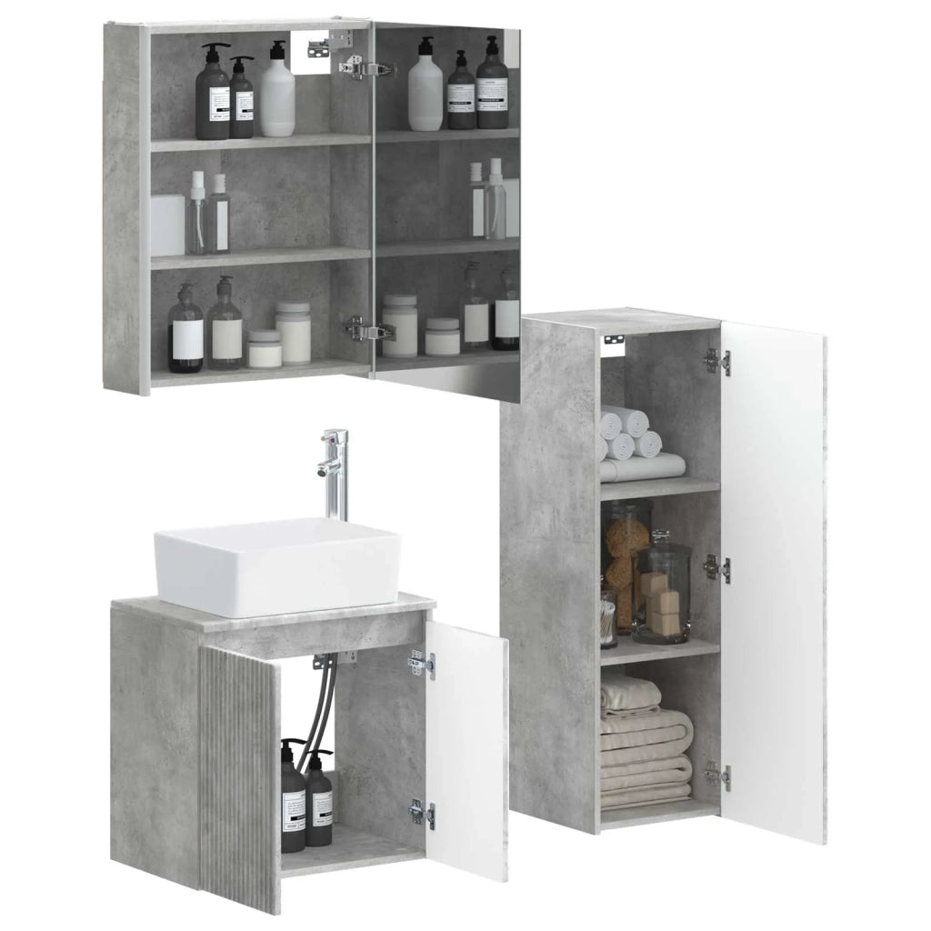 Set di mobili per il bagno 4 pcs Grigio Cemento 3407450