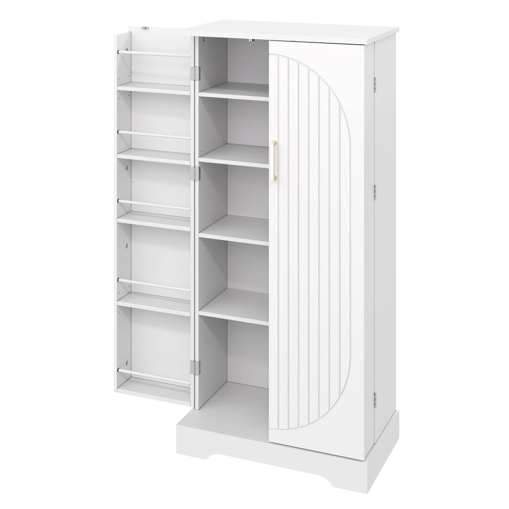 Mobile da Cucina 60x35x128 cm con LED Sensore; 5 Ripiani; 2 Ante e Vani Portaoggetti