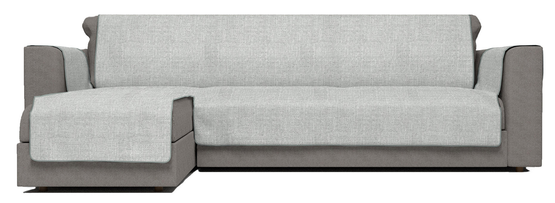 Copridivano in Poliestere con Penisola Sinistra Seduta 240 cm Grigio