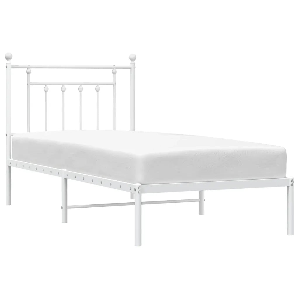 Giroletto con Testiera-Struttura Letto con testiera Metallo Bianco 80x200 cm 285649