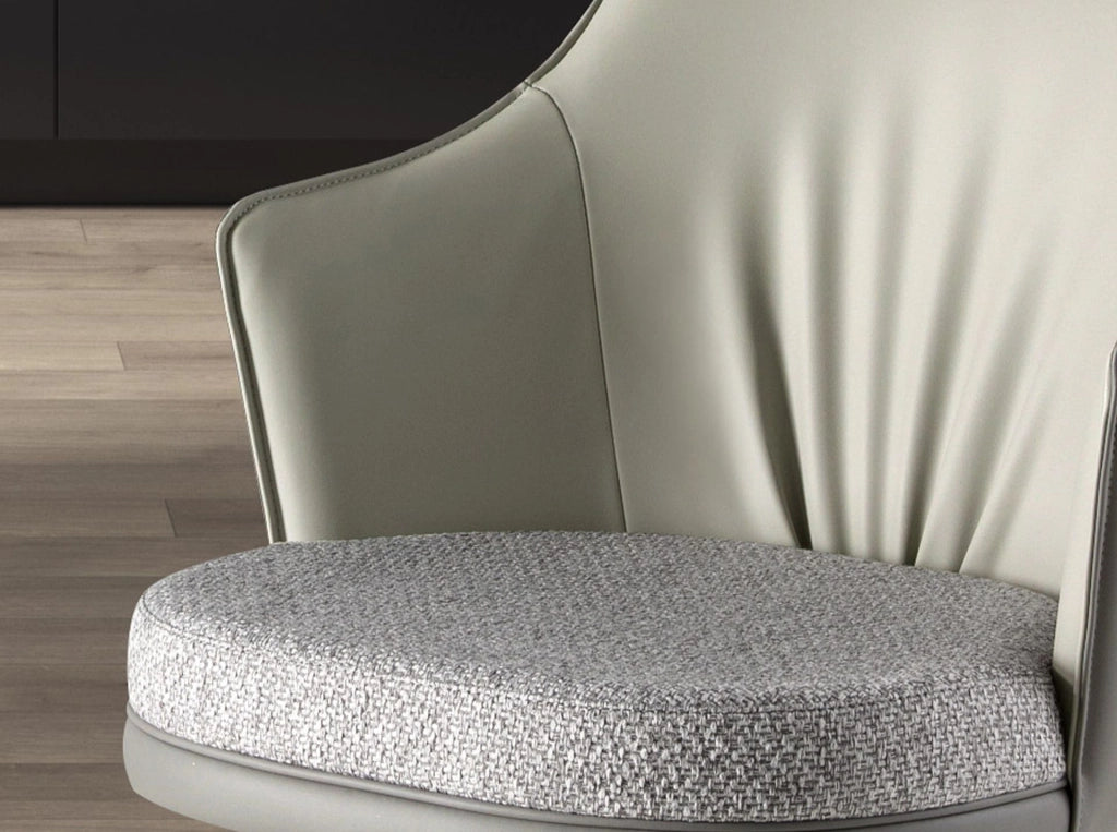Sgabello girevole in tessuto grigio screziato e similpelle grigio scuro