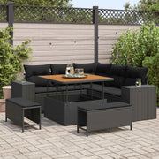 Set Divano da Giardino con cuscino con archiviazione 8 pcs Nero