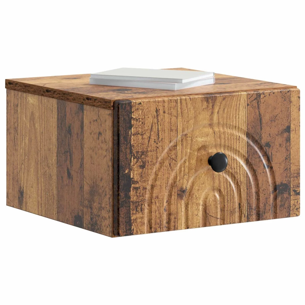 Mobiletto da notte a muro Legno antico 33 x 34,5 x 20 cm 898101