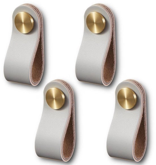 Maniglie a mano 4 pezzi - Pelle PU con maniglie di mobili - Maniglie di cassettiera con viti - Manubrio ergonomico - Resistente e elegante - Montaggio semplice