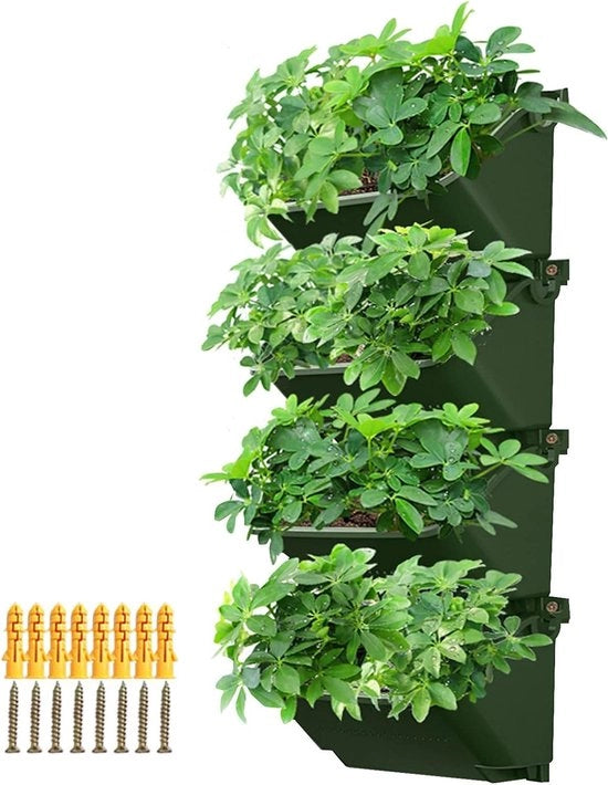 Pianta verticale in vaso di plastica verde - contenitore per piante da appendere al muro - supporto per piante da appendere al muro - vaso per piante verticale per balcone e giardino di casa - decorazione per giardino verticale