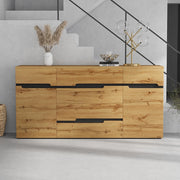 Credenza Soggiorno 160x40x80cm - Xylo - 2 Ante e 4 Cassetti, Colore Legno e Nero