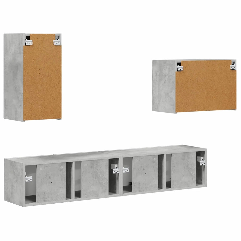 Set di Mobiletto da TV a Parete 4 pcs Grigio cemento