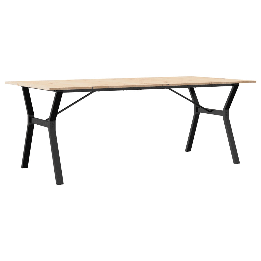 Tavolo da Pranzo Telaio a Y 200x100x75 cm Legno Pino e Acciaio