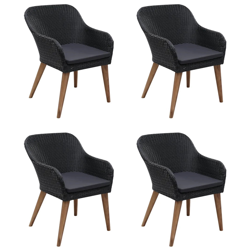 Set Mobili da Pranzo per Giardino 5 pz Nero cod mxl 51807