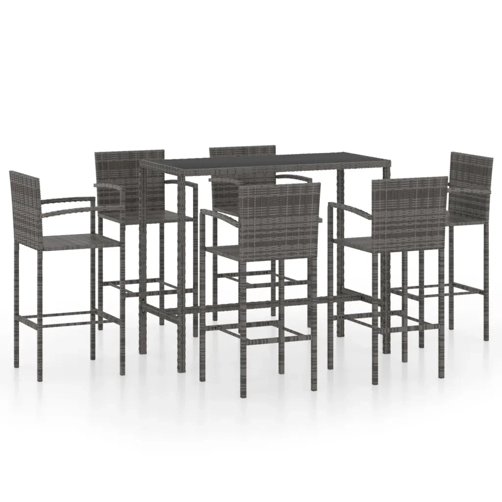 Set da Bar da Giardino 7 pz in Polyrattan Grigio 3064847