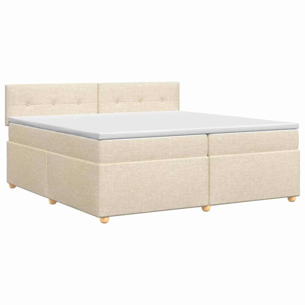 Letto box spring con materasso Crema 200 x 200 cm Tessuto 3451040