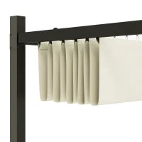 Gazebo Pergola 3x3 m con Tettuccio Retrattile, 8 Viti e 8 Picchetti, in Poliestere 180g e Metallo, Bianco Crema