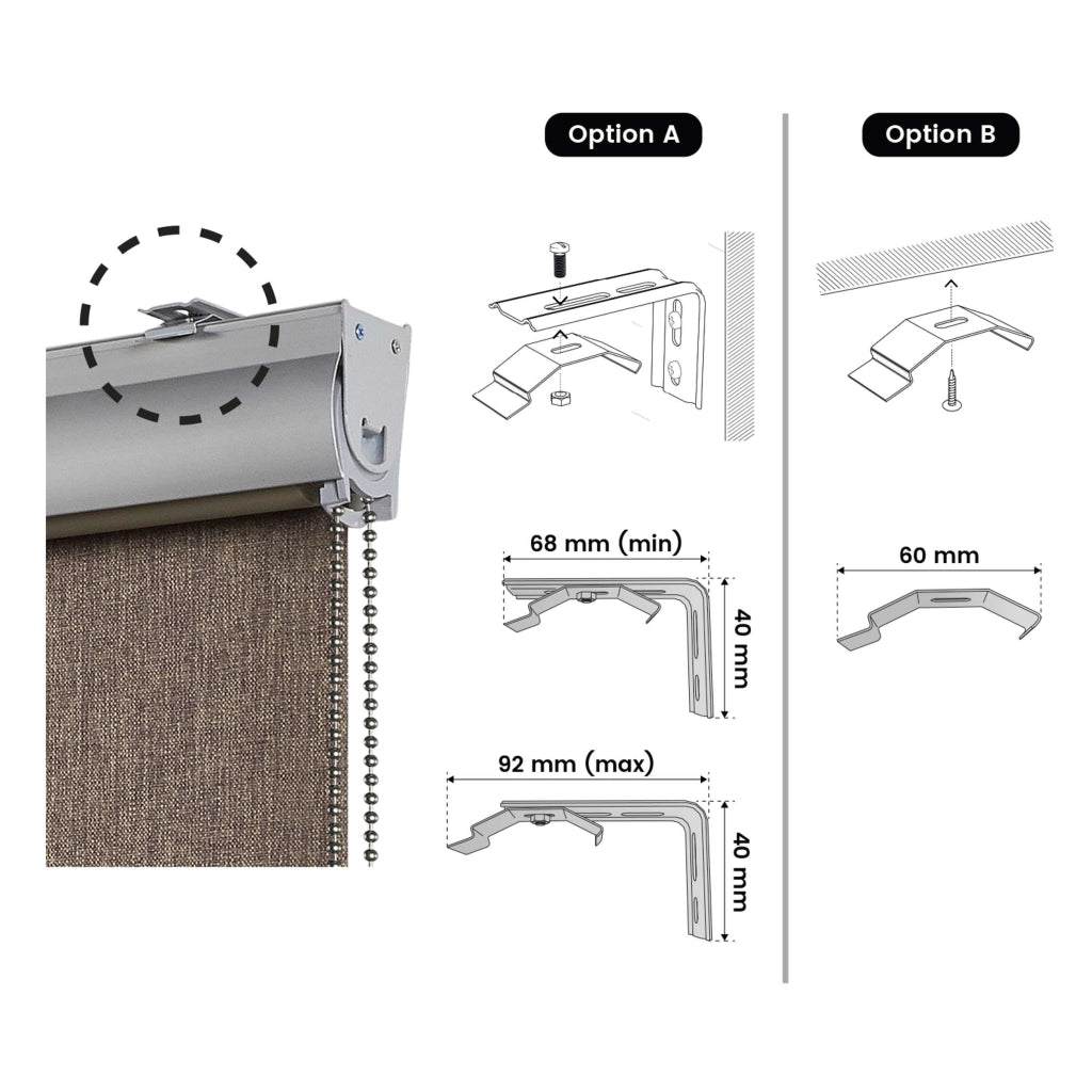 Tenda a rullo oscurante con Finiture Premium Marrone 60x250 cm