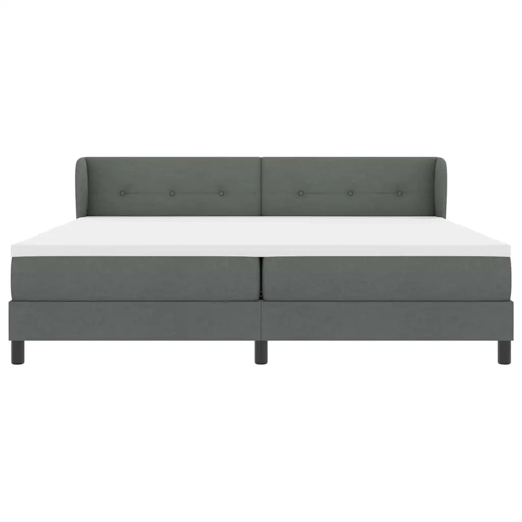 Letto a molle con testiera Grigio scuro 200 x 200 cm Tessuto 3340046