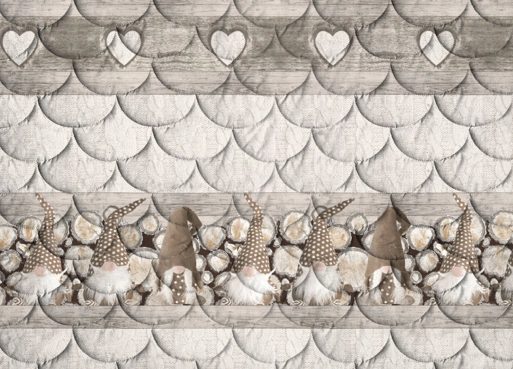 Trapunta Piumone Invernale Linea Pensieri Delicati Disegno Gnomi - Matrimoniale - Beige