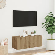 Mobile TV a Parete Rovere Artigianale 80x30x30 cm in Truciolato 856017