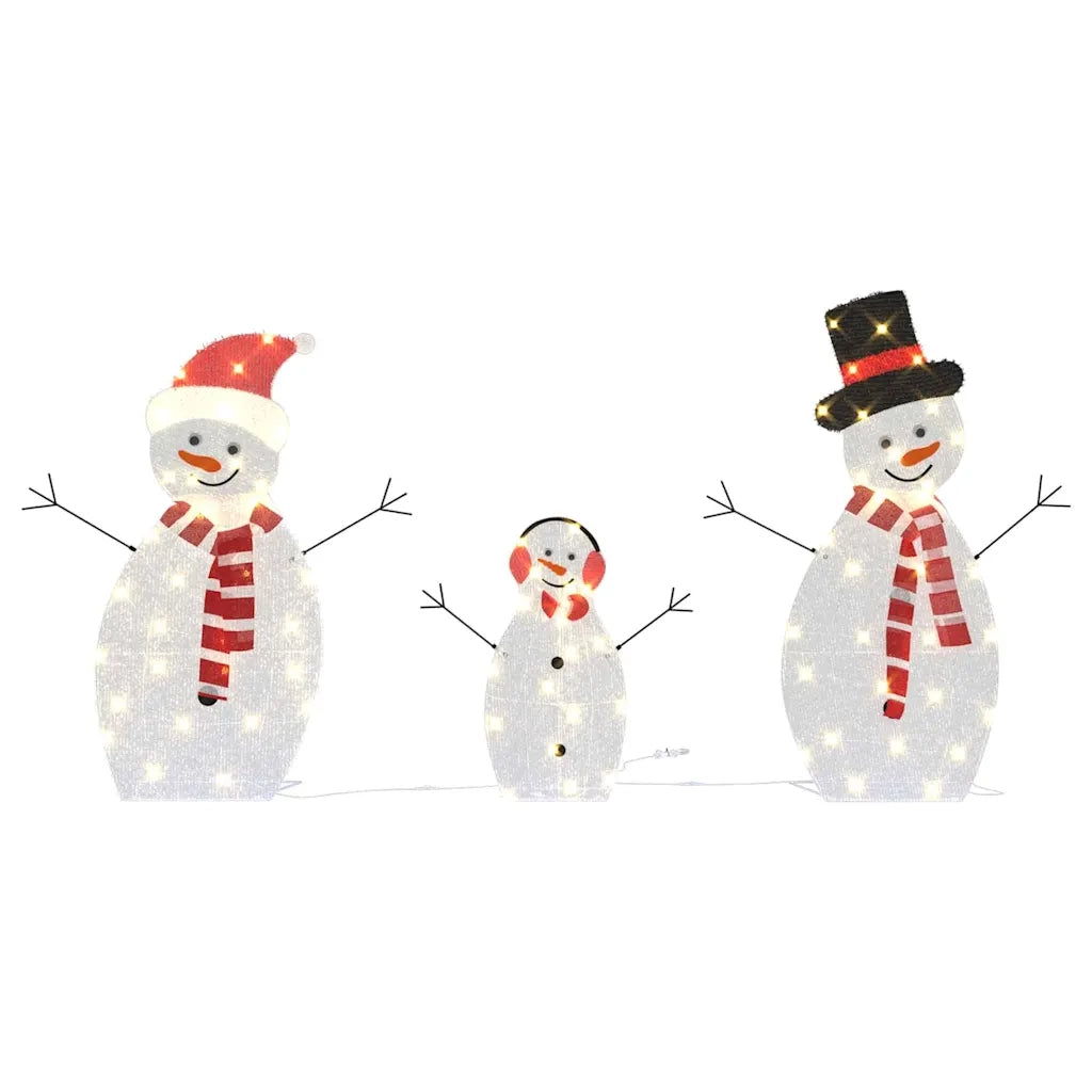 Familia di Pupazzi di Neve Illuminati 3 pcs Bianco caldo
